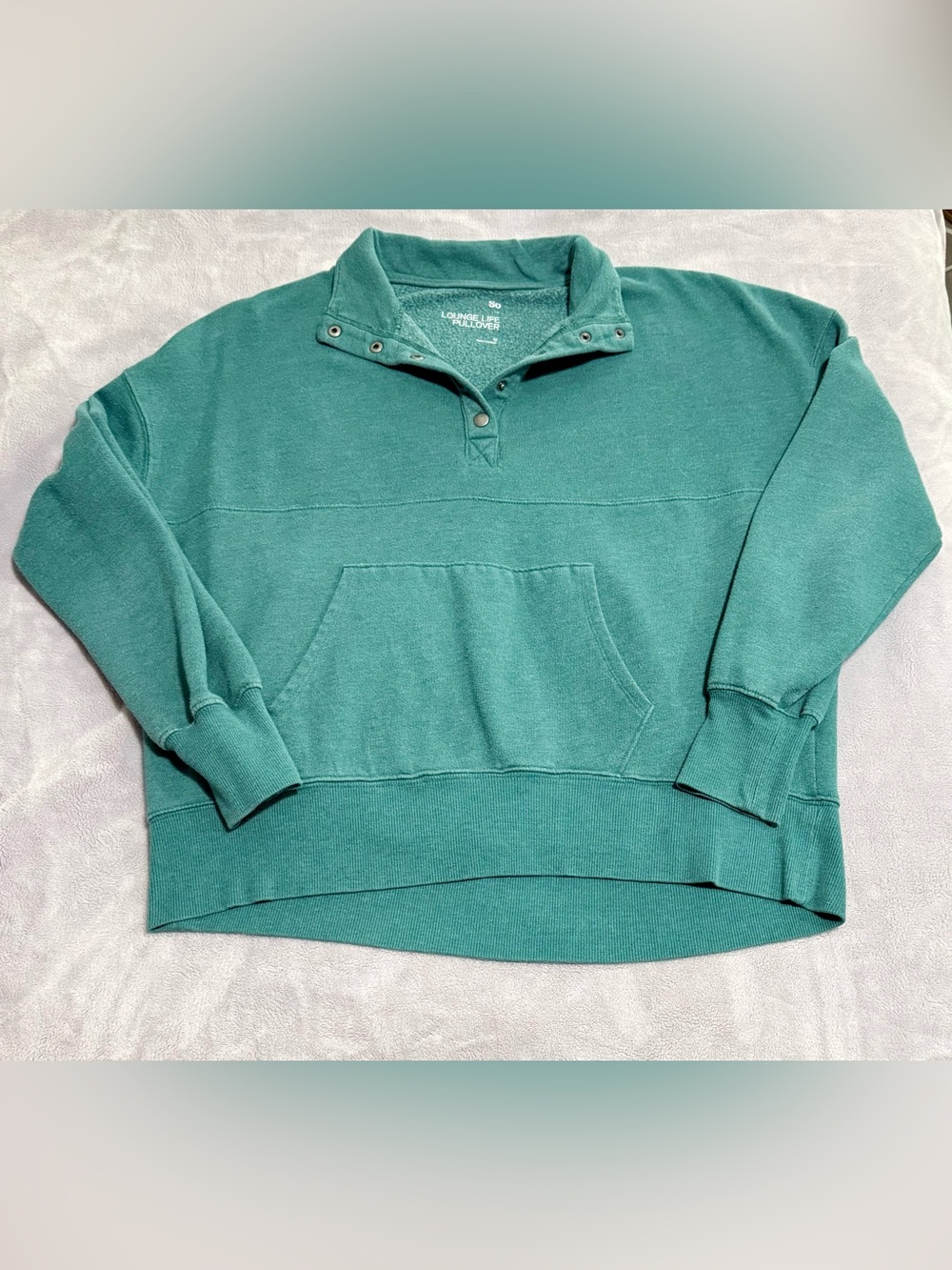 SO Teal Snap-Button Pullover Sweater
